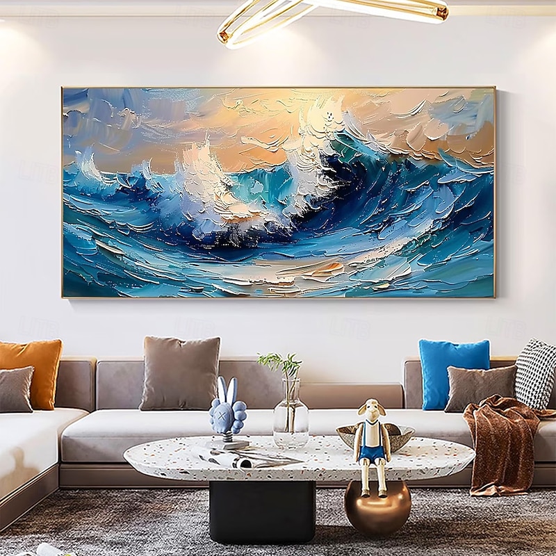 Mintura Handmade Sea Wave Oil Paintings On Canvas Wall Art Decoration Modern Abstract Ocean Seascape Picture For Home Decor Rolled Frameless Unstretched Painting2