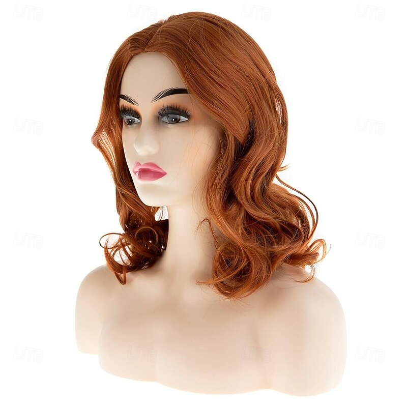 Long Wavy Orange Wigs for Women Synthetic Natural Heat Resistant Party Cosplay Hair Wig3