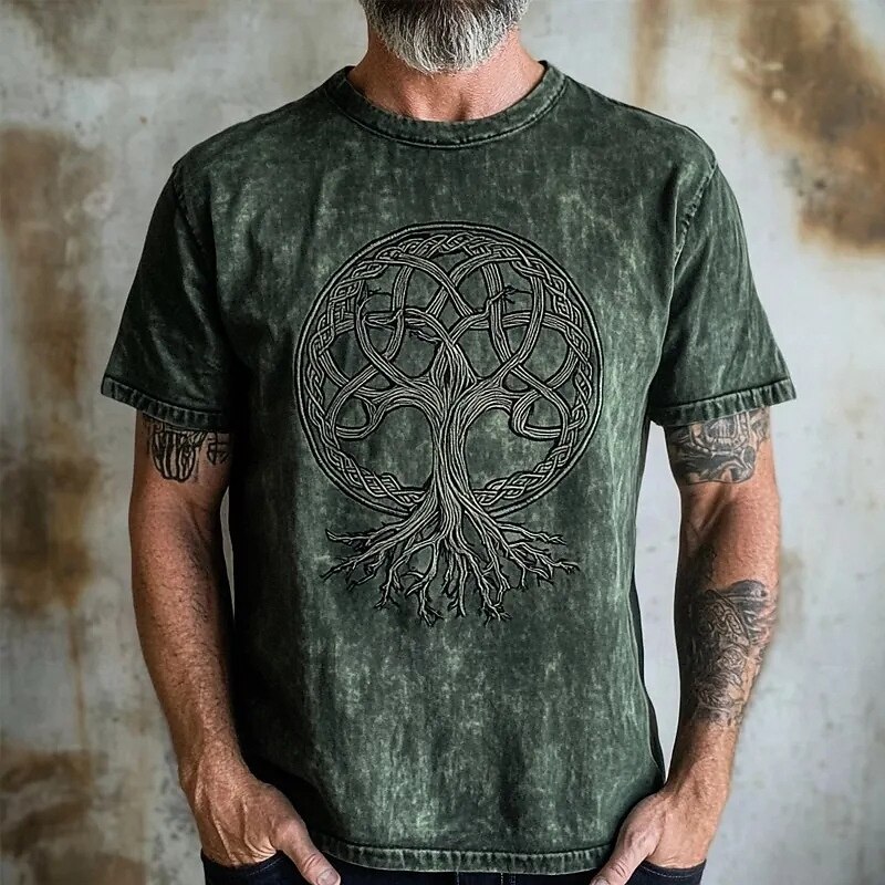 Men's T Shirt Tee Tee Top Short Sleeve Crew Neck Summer Tribal Tree Of Life Yggdrasil Vintage Designer Basic Print Vacation Street Going out Black Blue Green Top Tee for Men3