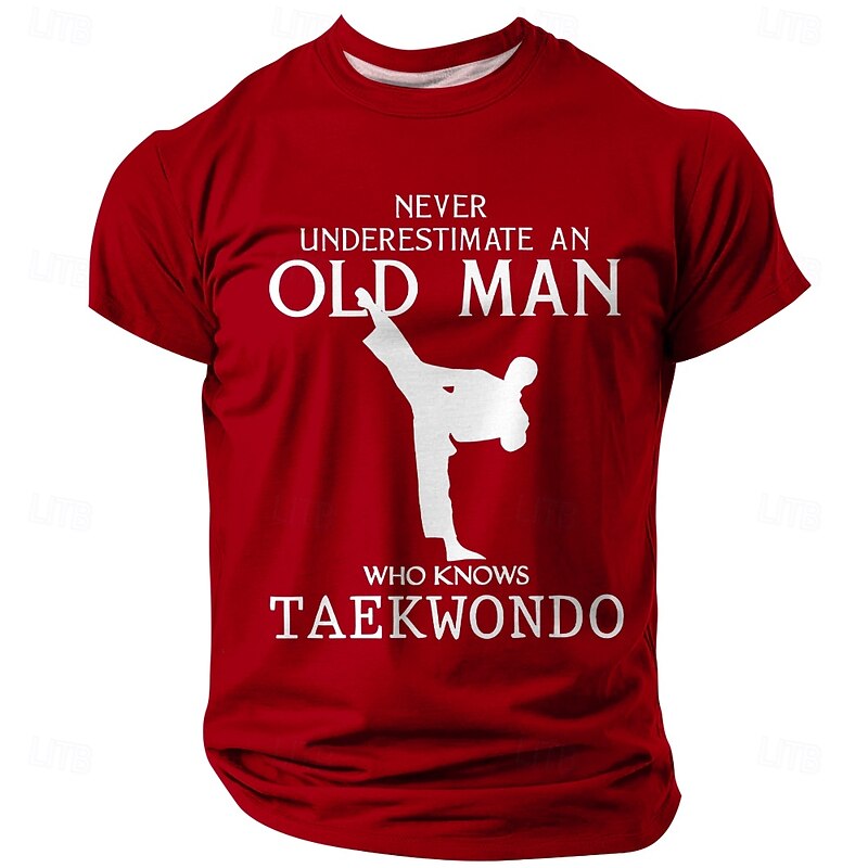 Men's Taekwondo Graphic T-Shirt - Never Underestimate An Old Man Who Knows Taekwondo Short Sleeve Tee3