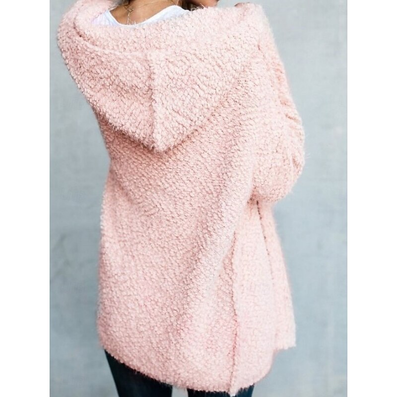 Women's Hoodie Jacket Comfortable Breathable Zipper Pocket Casual Plain Vacation Street Casual Daily Wear Open Front Long Hooded Regular Fit Long Sleeve Outerwear Black White Pink Spring Fall2