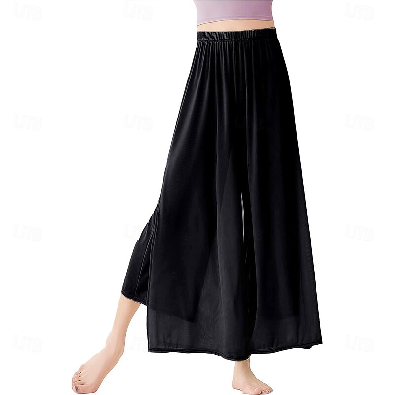Women's Classical Dance Trousers Loose Straight Thin Mesh Practice Wide Leg Modern2