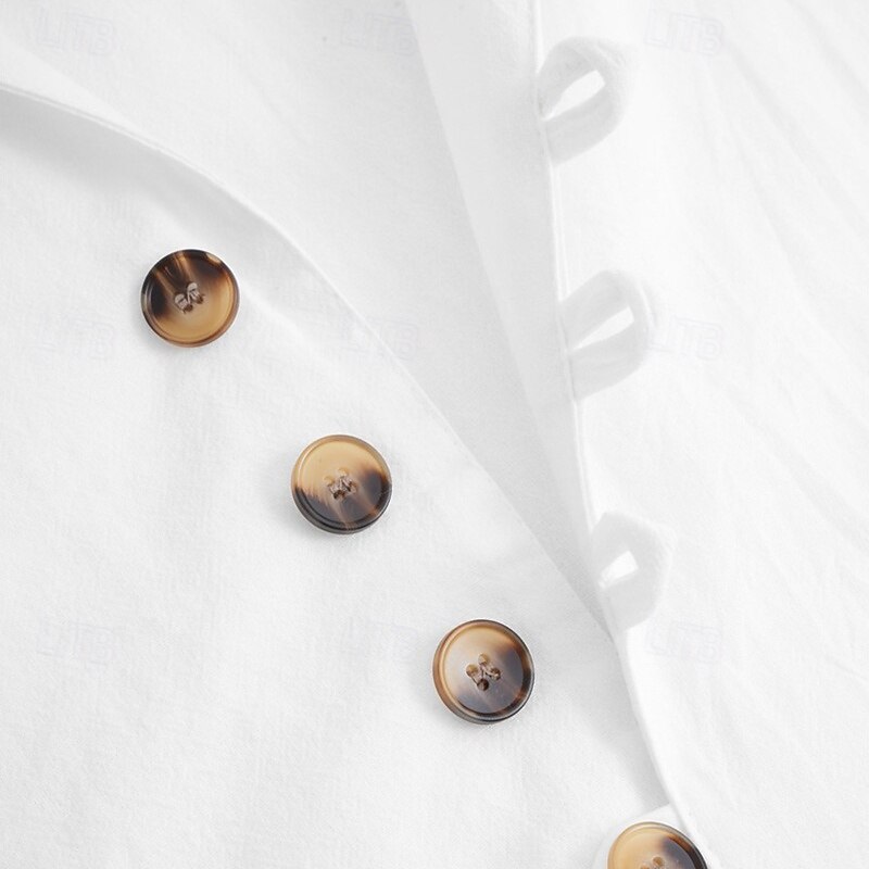 Men's Shirt Linen Shirt Summer Shirt Casual Shirt Button Up Shirt Plain Vacation Curise Black White Pink Sky Blue Long Sleeve Band Collar Spring &  Fall Clothing Apparel Buttons2