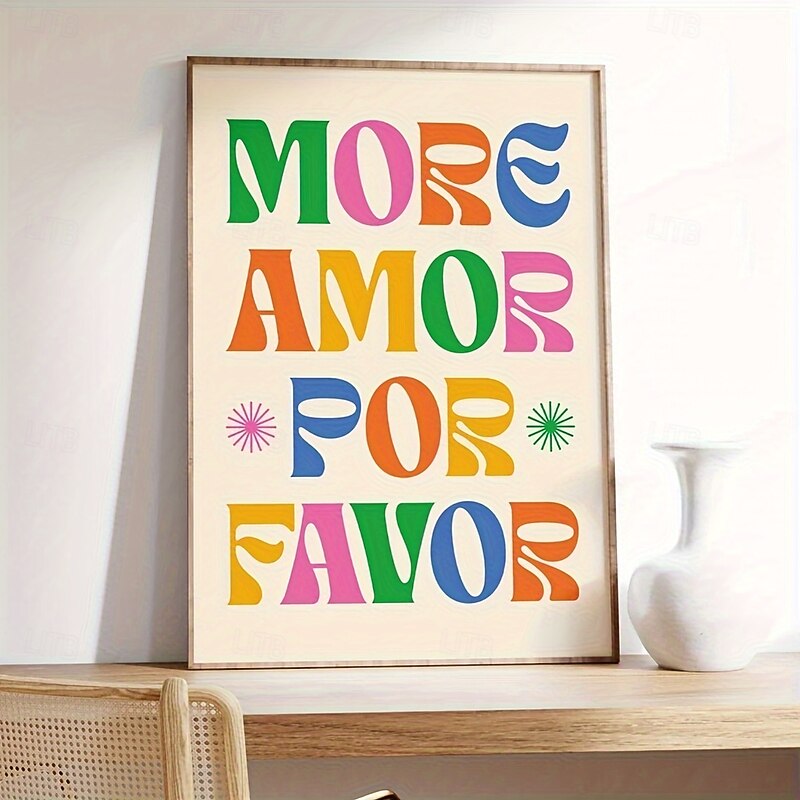 1pc Inspirational Love Quote Canvas Wall Art Retro More Amor Por Favor Typography Poster Frameless Educational Chart for Bedroom Living Room Home Decor - Autumn Thanksgiving Gift4