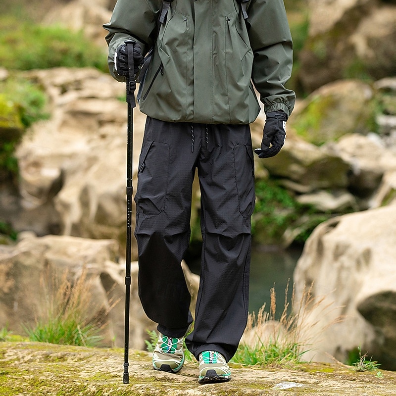 Men's Cargo Pants Hiking Pants Trousers Hiking Rain Pants Waterproof pants Winter Outdoor Regular Fit Waterproof Windproof Bottoms Pocket Black Khaki Camping / Hiking Running S M L XL3