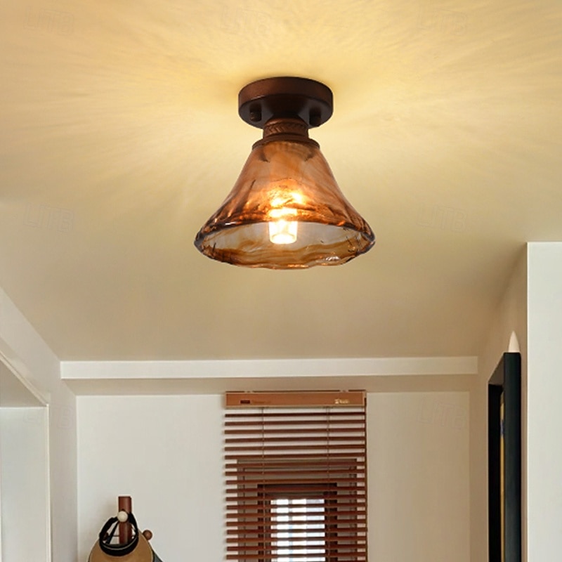 Retro Glass Aisle Ceiling Lamp White Marble Ceiling Lamp Ceiling Chandelier Semi Flush Mount Ceiling Light Fixture 85-265V