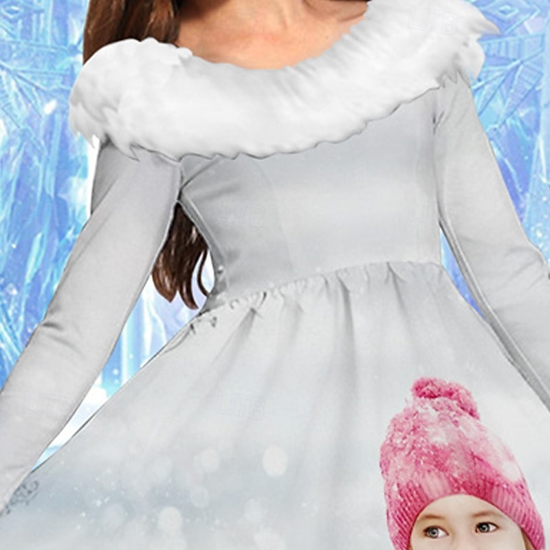 Girls' 3D Snowflake Dress Long Sleeve Fall Winter Vacation Daily Holiday Beautiful Sweet Kids 4-12 Years Party Dress A Line Dress Knee-length Regular Fit2