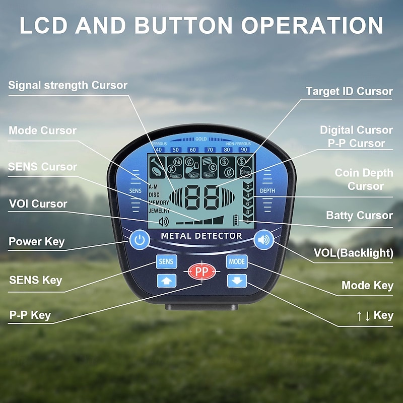 Metal Detector for Adults Professional, Detector De Metales for Gold and Silver with LCD Display, 5 Mode, Waterproof with 10" IP68 Search Coil and Upgraded Advanced DSP Chips3