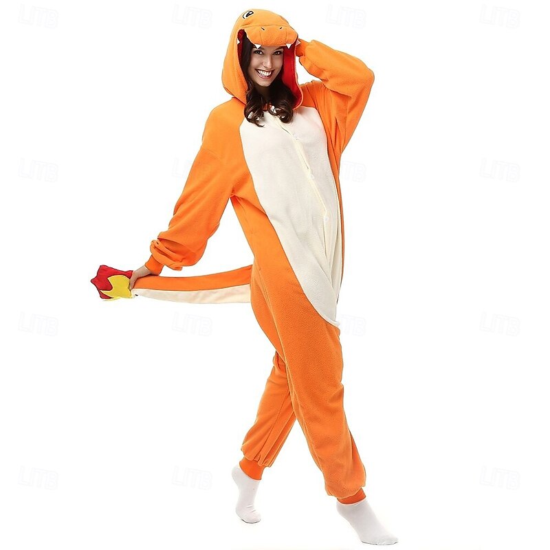 Adults' Cartoon Onesie Costume Carnival Costume Charizar Onesie Pajamas Kigurumi Pajamas Funny Costume For Men and Women Christmas Carnival New Year Cartoon2