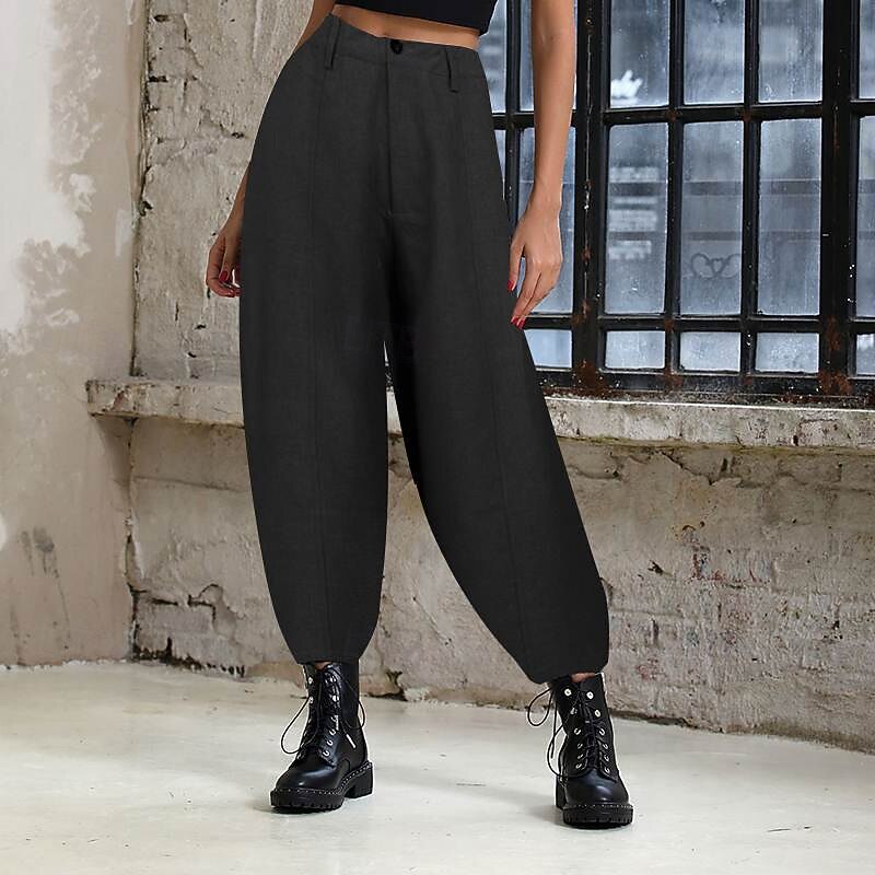 Women's Cargo Pants Slacks Streetwear Casual Full Length Natural Plain Elastic Waist Comfortable Street Holiday Daily Wear Grey Black Army Green Khaki Fall Regular Fit3