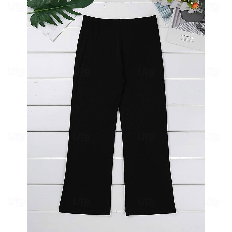 Boys Girls Basic Latin Jazz Dance Pants Stretchy Boot Cut Trousers Modern Ballroom Dancewear4