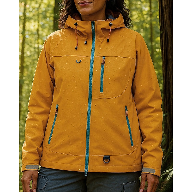 Women's Windbreaker Hiking Jacket rain coat Outdoor Waterproof Windproof Lightweight Hiking Outfits Hiking Clothes Spring Autumn / Fall Top Camping / Hiking / Caving Running Yellow