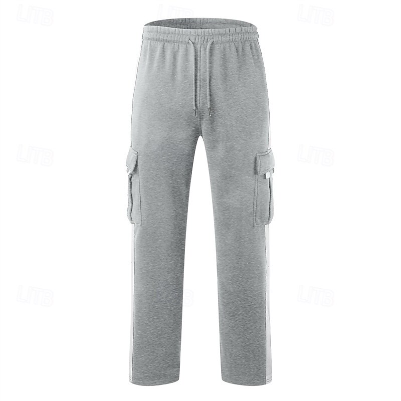 Men's Sweatpants Trousers Pocket Elastic Waist Drawstring Color Block Comfort Sports Outdoor Daily Fashion Casual Black White Micro-elastic2