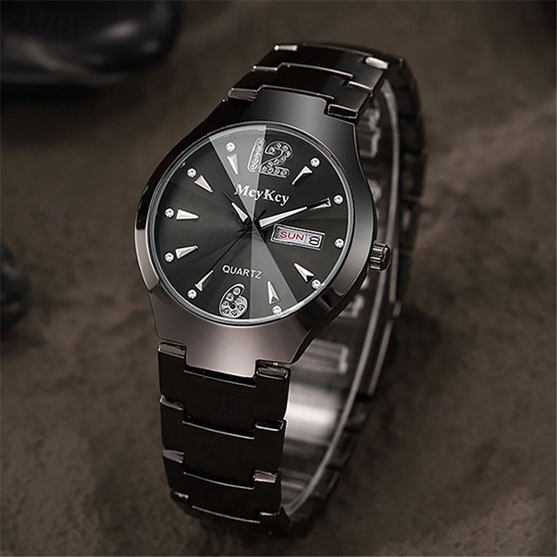 Women Men Quartz Watch Large Dial Sports Fashion Casual Calendar Date Waterproof Stainless Steel Strap Watch2