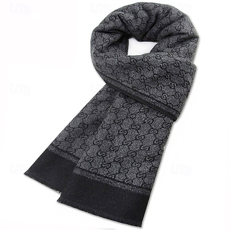 Women's Rectangle Scarf Street Daily Date Grey Blue Scarf Color Block Stripe3