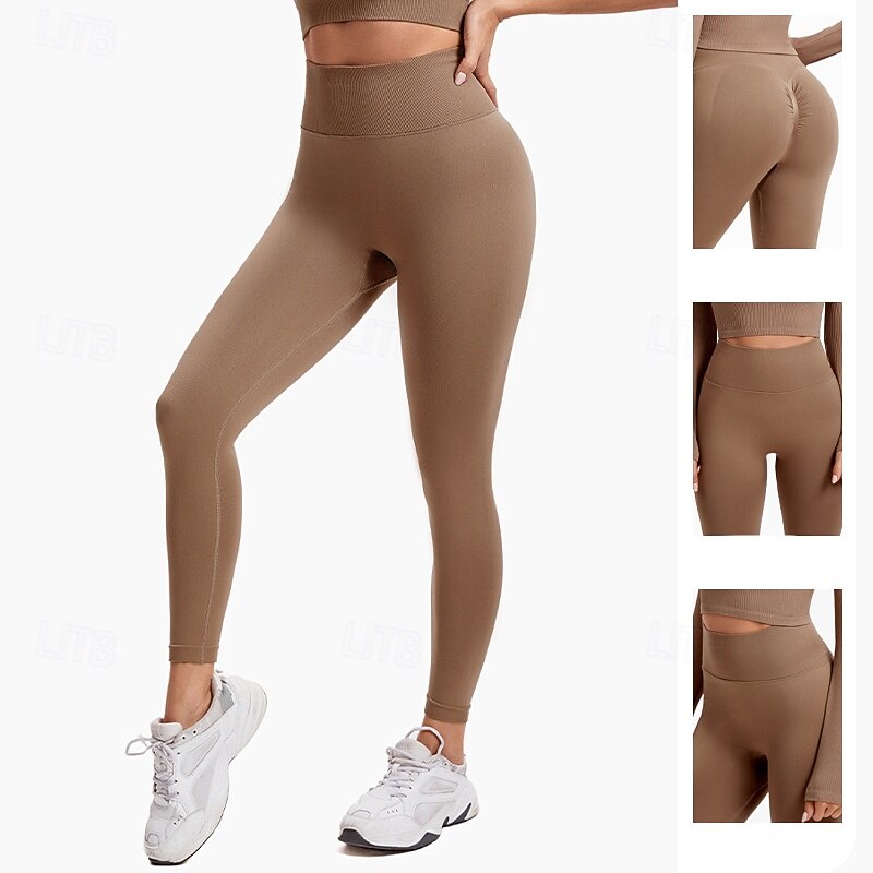 Women's Capri Leggings Yoga Leggings Tummy Control High Waist Gym Workout Athletic Bottoms Solid Color Black White Blue Fall Sports Activewear Tight Fit3