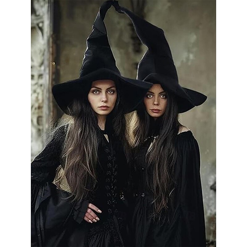 Women's Velvet Witch Hat for Halloween – Pointed Gothic Costume Accessory for Women's Cosplay, Parties and Festivals3