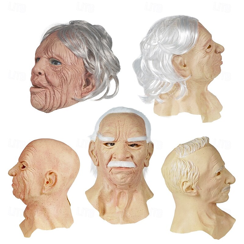 Old Man Old Women Halloween Mask Realistic Mask Horror Scary Full Face Adults' Men's Women's Unisex Halloween Carnival Performance Party Easy Halloween Costumes Dress Up3