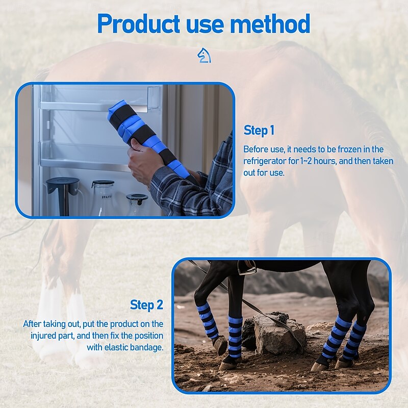1pc Reusable Polyester Horse Leg Ice Pack - Cooling Knee and Full Leg Wrap for Injury Recovery and Muscle Relaxation - Horse Supplies3