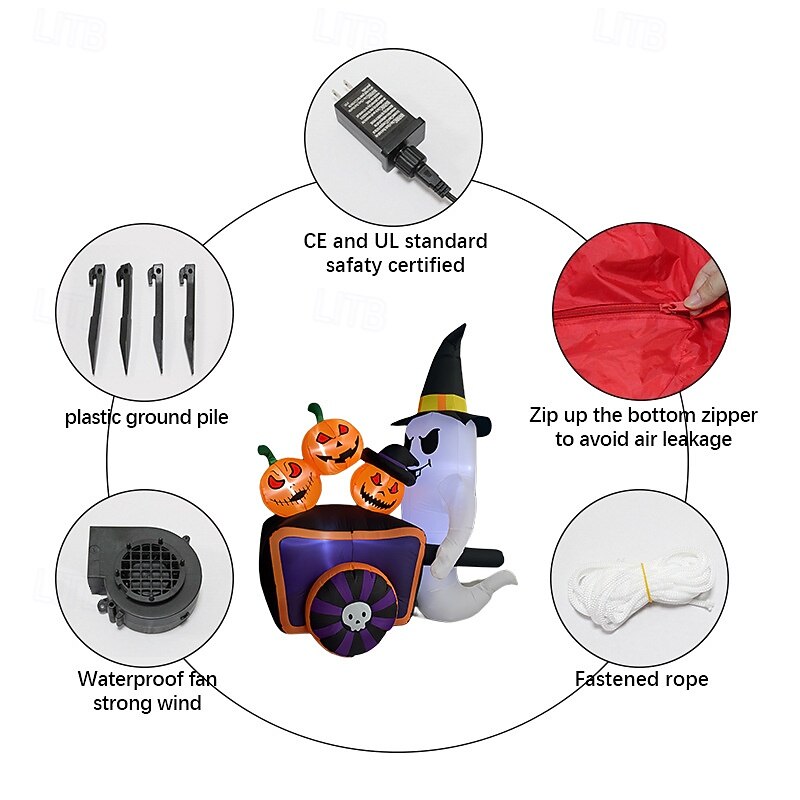 Halloween Inflatable Ghost Honky Cart Pumpkin Air Model Ornaments LED Luminous Outdoor Courtyard Decorations Atmosphere3