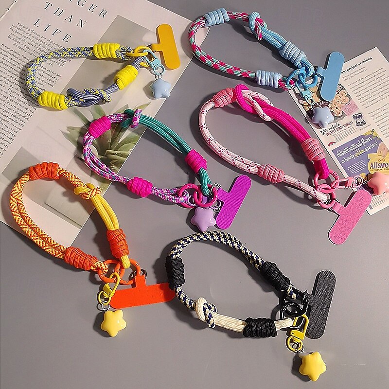 New printed wrist mobile phone short rope hanging rope cute pendant dual-use short woven rope sturdy men and women outdoor travel hanging rope2