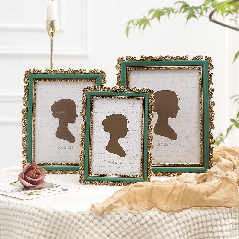 Resin 3D Begonia Pattern Photo Frame, Rectangular Tabletop Picture Frame for Home Decor and Photography Props, Elegant Display Frame for Family Photos and Room Decoration