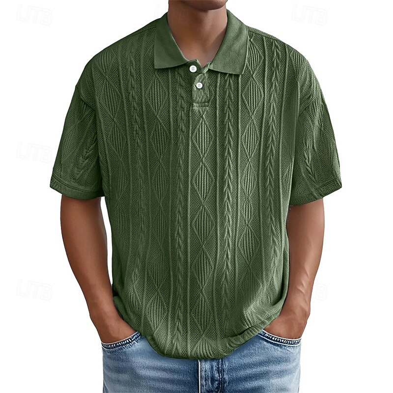 Men's Golf Shirt Golf Polos Shirts Work Casual Lapel Short Sleeve Basic Modern Plain Buttons Jacquard Summer Spring Regular Fit Apricot Black White Wine Blue Purple Golf Shirt2