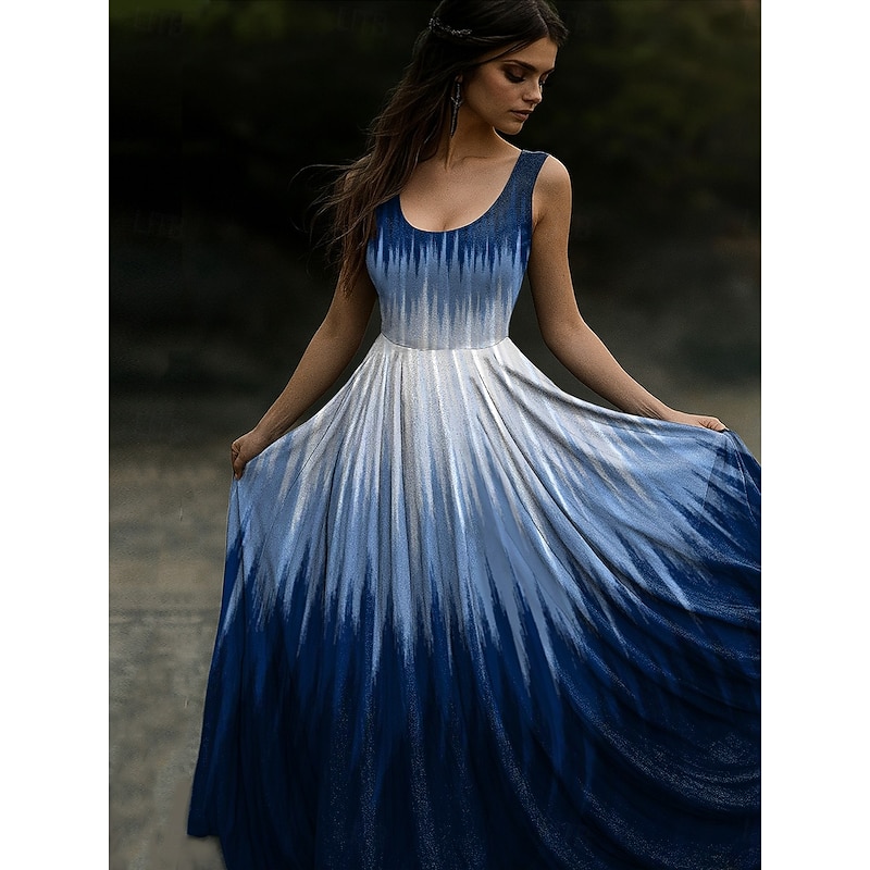 Women's Vintage Viking Celtic Knot Gradient Art Maxi Dress Sundress A Line Dress Slip Dress Pleated Dress Vacation Casual Boho Beach Standard Fit Graphic Abstract Sleeveless U Neck2