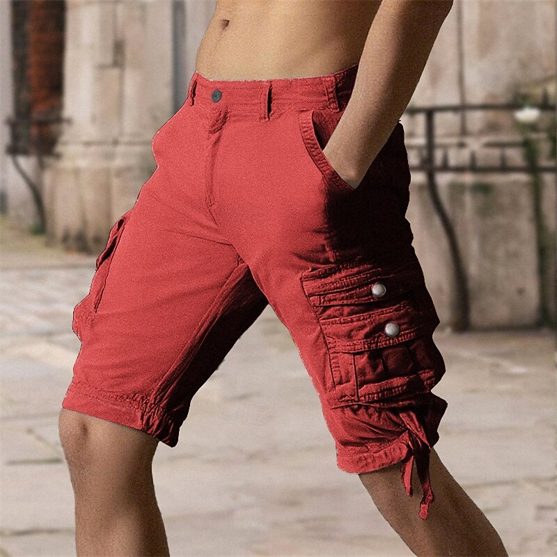 Men's Cargo Shorts Capri Pants Summer Shorts Multi Pocket Flap Pocket Plain Comfort Wearable Calf-Length Outdoor Sport Daily Fashion Casual Black Royal Blue4