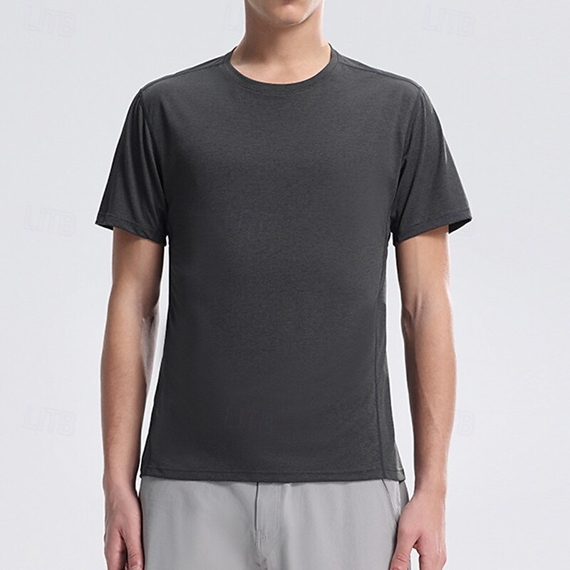 Men's Performance Shirt Sport Tee Shirt Short Sleeve Crew Neck Top Outdoor Quick Dry Lightweight Sweat wicking Breathable Polyester Dark Grey Black White Tennis Golf Running4