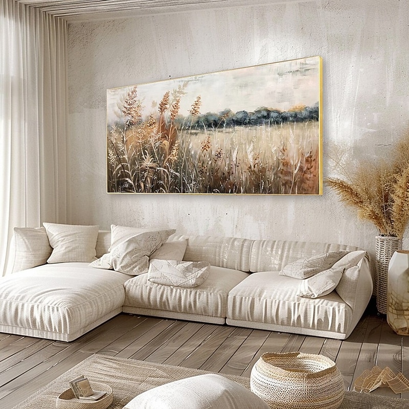 Mintura Handmade Autumn Reeds Oil Paintings On Canvas Wall Art Decoration Modern Abstract Flower Landscape Picture For Home Decor Rolled Frameless Unstretched Painting4