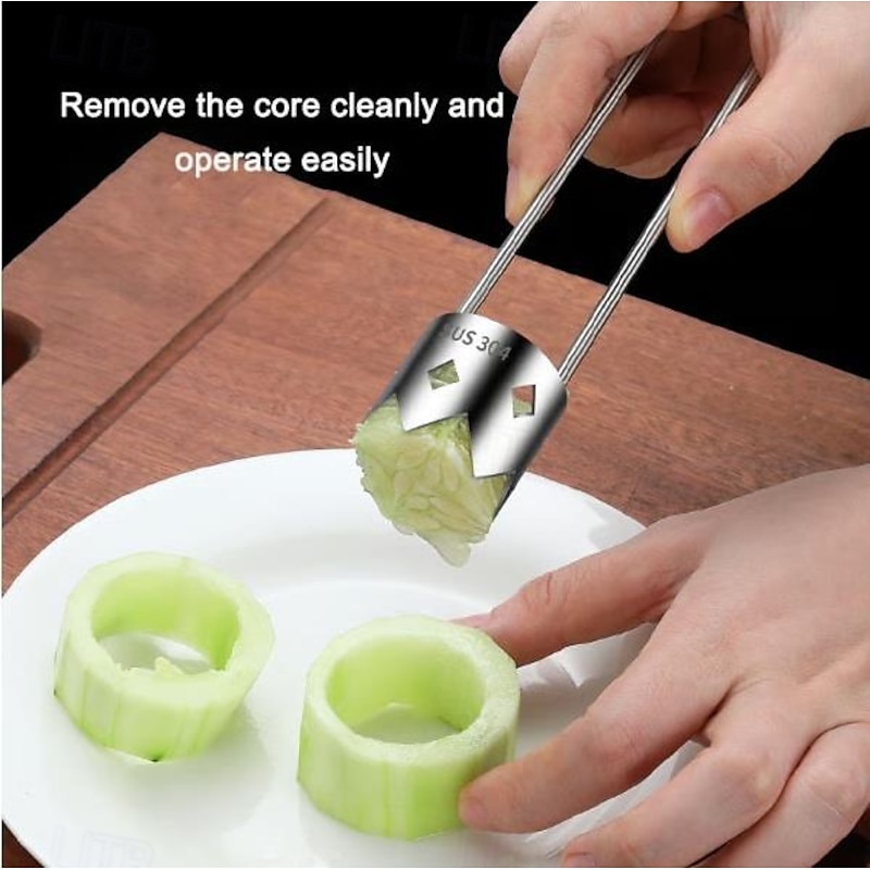 Multifunctional Fruit and Vegetable Core Remover with 304 Stainless Steel for Kitchen, Apple and Pear Corer, Home Use Hole Puncher for Removing Fruit Cores and Seeds3