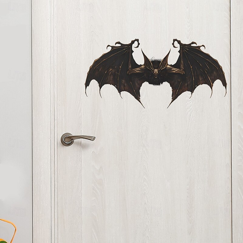 Halloween Scary Bat Wall Decals, Self-Adhesive 3D Bat Stickers for Bedroom Living Room Entryway, Spooky Halloween Wall Decor for Home or Party4