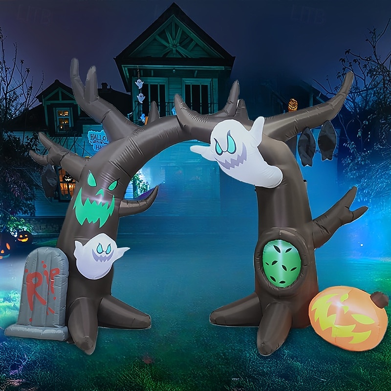 2.4 Meters Halloween Inflatable Scary Tree Archway Decoration Courtyard LED Light-Emitting Decorations Ornaments
