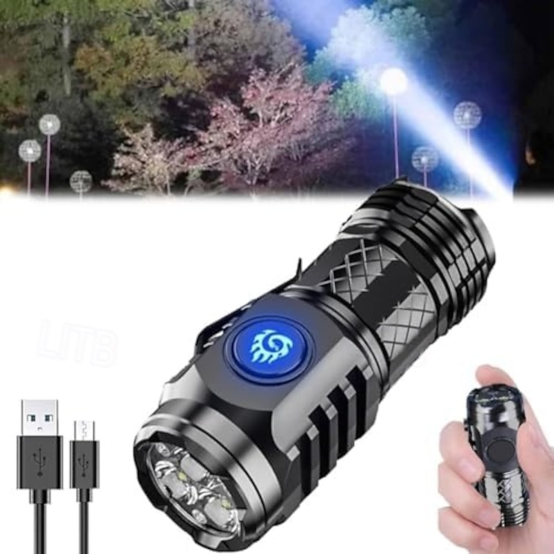 Three-Eyed Monster Mini Flash Super Power Flashlight, German Thumb Sized Flashlight, 3 Eyed Monster Mini Flashlight, Outdoor Small High Lumen Rechargeable Waterproof Pocket Flashlight