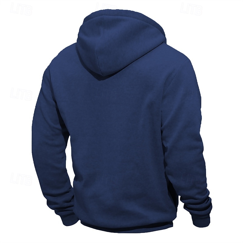 Men's Hoodie Quarter Zip Hoodie Black Navy Blue Khaki Light Grey Dark Gray Hooded Color Block Patchwork Pocket Sports & Outdoor Daily Holiday Polyester Streetwear Basic Casual Spring Fall Clothing2