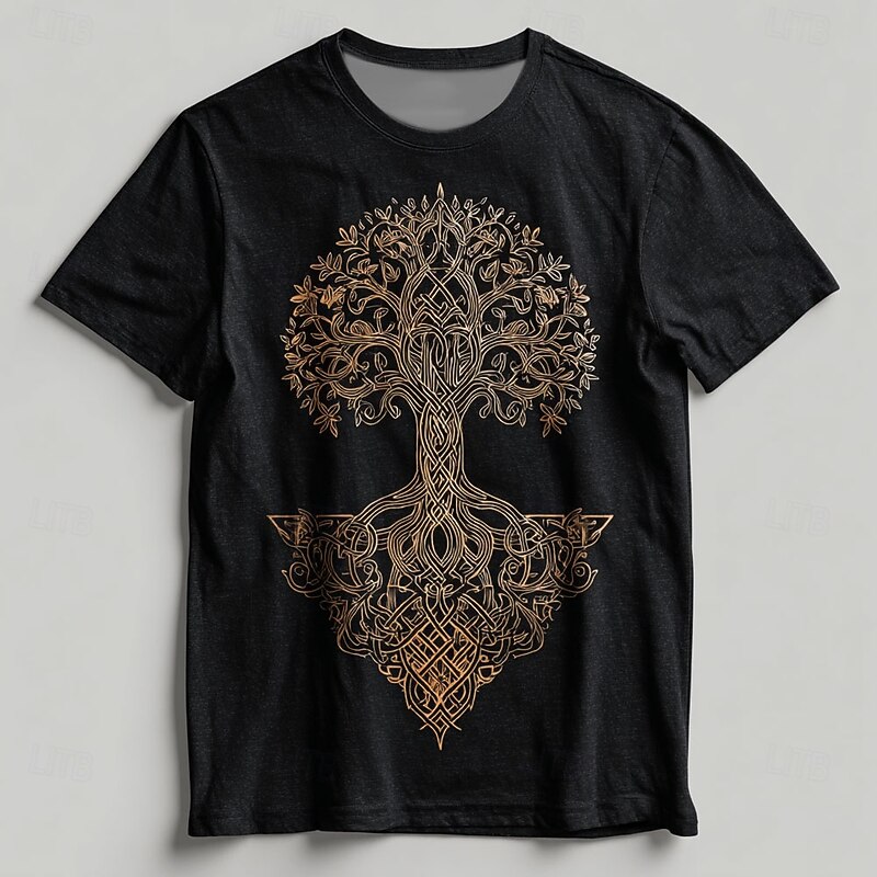 Men's 3D Celtics Tree Of Life T Shirt Short Sleeve T shirt 3D Print Crew Neck Shirt Viking Designer Party Street Casual Black Gray Summer Spring Clothing Apparel S M L XL XXL XXXL2