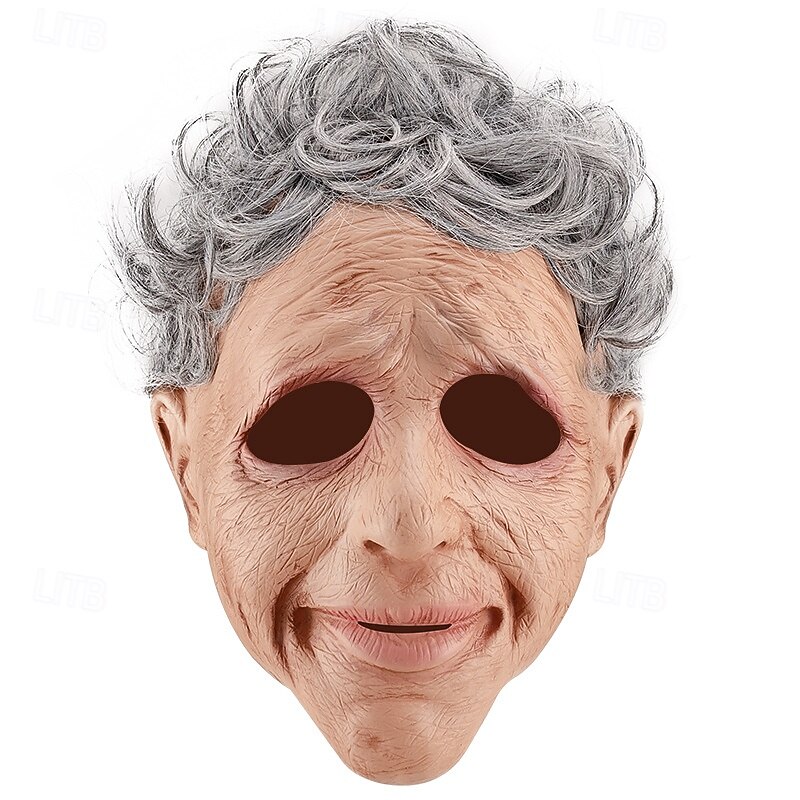 Halloween Old Man & Lady Mask for Adults, Realistic Scary Costumes Latex Face Mask, Creepy Elderly Character Mask for Halloween Party, Cosplay, and Haunted House Props3