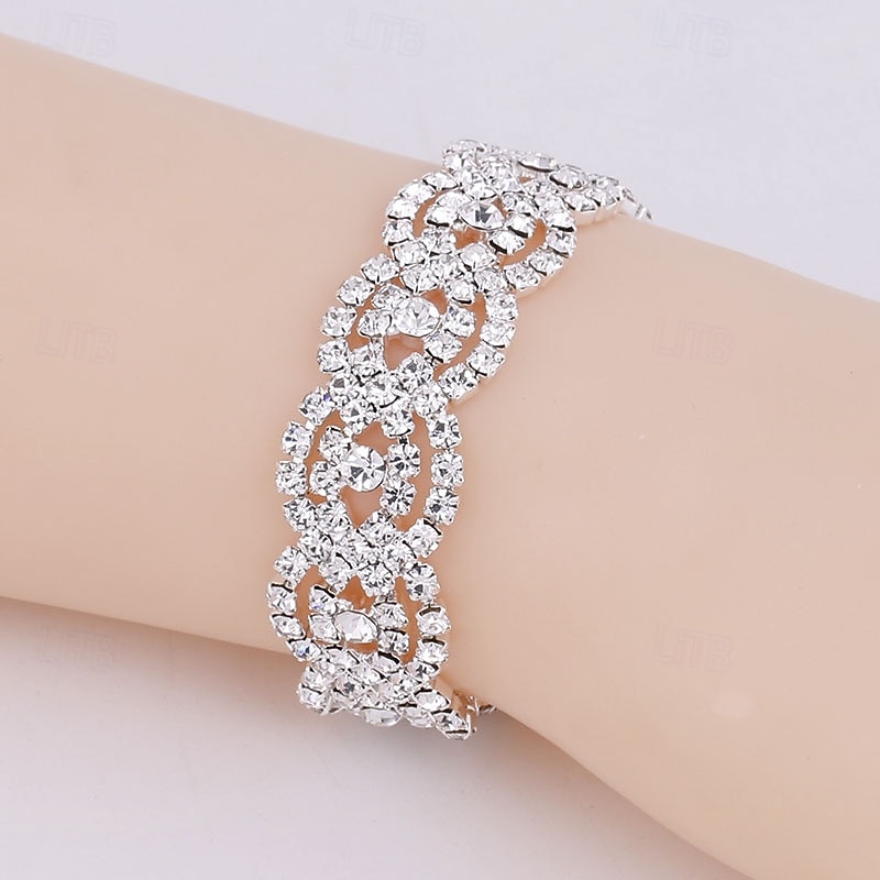 Classic Blessed Stylish Rhinestone Bracelet Jewelry Silver For Wedding Gift Holiday Engagement Festival