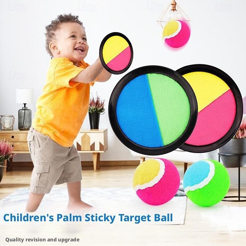 Sticky Ball Game Set with Suction Cup Paddle, Colorful Plastic Throw and Catch Toy for Family Fun, Interactive Outdoor Sports Equipment for Kids and Adults2