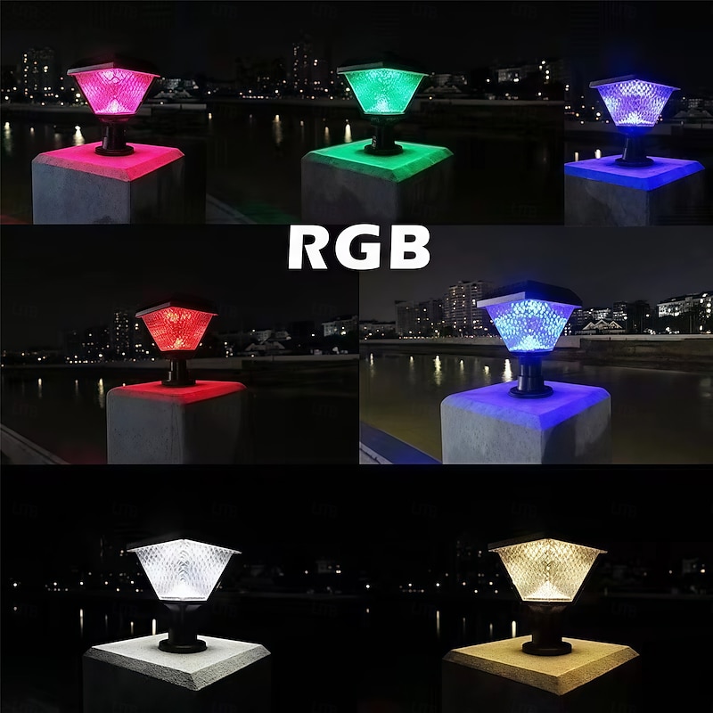 Remote Control Timed Solar Led Outdoor Lighting Pillar Light Ip65 Led Garden Solar Lamp Dimming Rgb Warm Light White Light Neutral Light Solar Lantern Sunlight Solar Lights Outdoor  1PC3