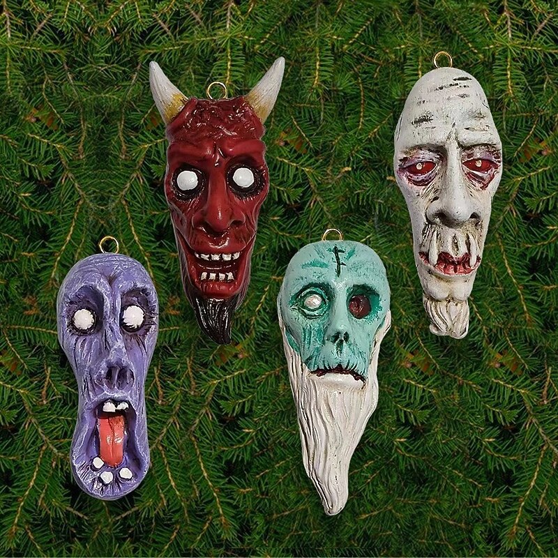 4pcs Halloween Vampire Resin Ornaments, Gothic Hanging Decorations, Devil Vampire Figurines for Home, Party, Indoor Wall Decor3