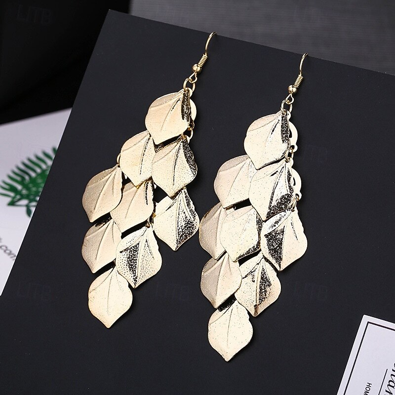 Drop Earrings Classic Leaf Earrings Jewelry Silver / Black / Gold For Party Work Gift Daily Festival3