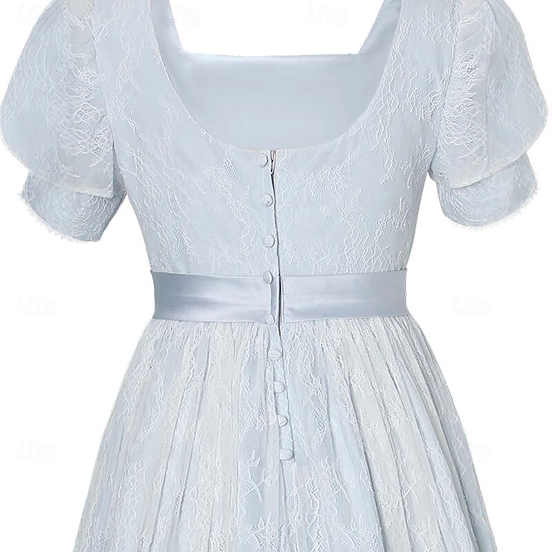 Medieval Renaissance 18th Century Empire Waist Dress Regency Inspired Dress Puff Sleeve Princess Cinderella Lace Fancy Dress Women's Halloween Carnival Performance Party School Event Dress Up Adults'2