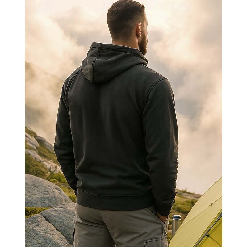 Men's Sport Hoodie Long Sleeve Hooded Top Outdoor Soft Polyester Dark Grey Black White Tennis Golf Running2