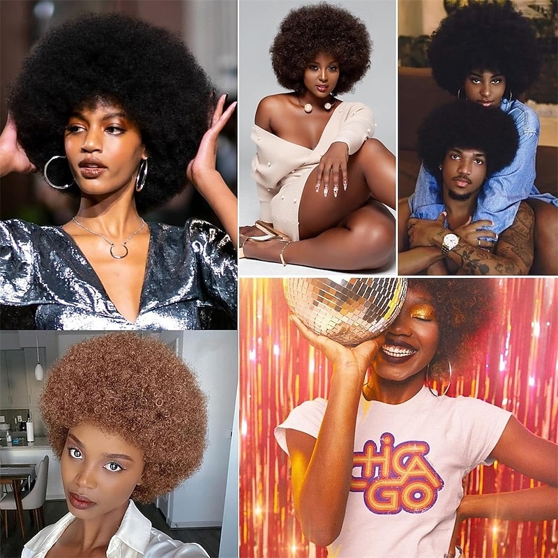 Afro Wigs for Black Women 70s Disco Wig for Women Natural Curly Bouncy Fluffy Afro Wigs for Daily and Costume Cosplay2