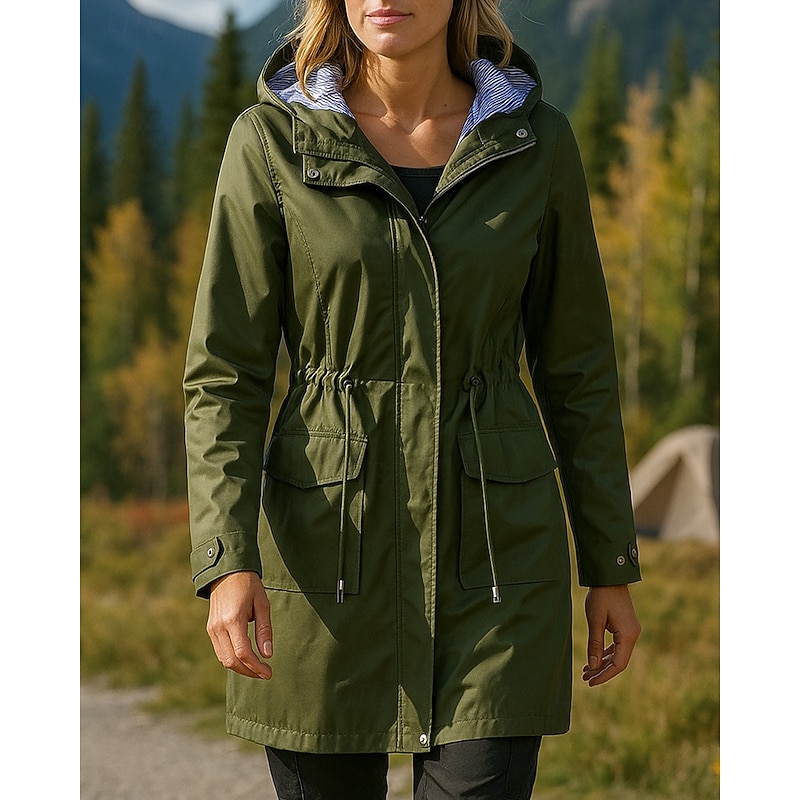 Women's Windbreaker Hiking Jacket rain coat Outdoor Waterproof Windproof Hiking Outfits Hiking Clothes Spring Autumn / Fall Top Camping / Hiking / Caving Running Solid Color Black Army Green Red4