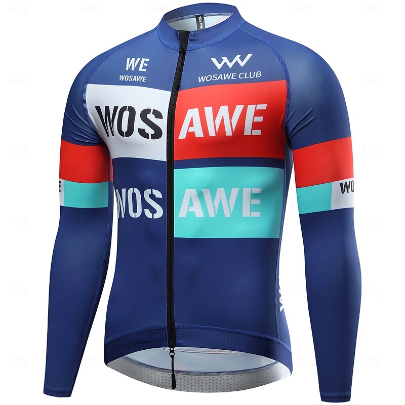 WOSAWE Spring Summer Men's Cycling Long Sleeve Quick Dry Breathable Printed Top Road Cycling Jersey Jacket BD2703