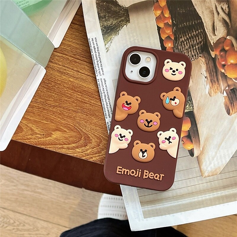 Phone Case For iPhone 16 Pro Max Plus 15 14 Pro Max Plus 13 Pro Max Back Cover Shockproof Cartoon Bear Silicone4
