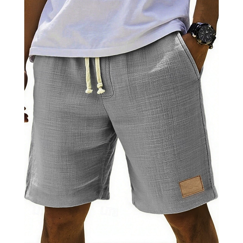 Men's Shorts Summer Shorts Beach Shorts Pocket Elastic Waist Drawstring Plain Comfort Breathable Short Vacation Holiday Beach Hawaiian Boho Black White